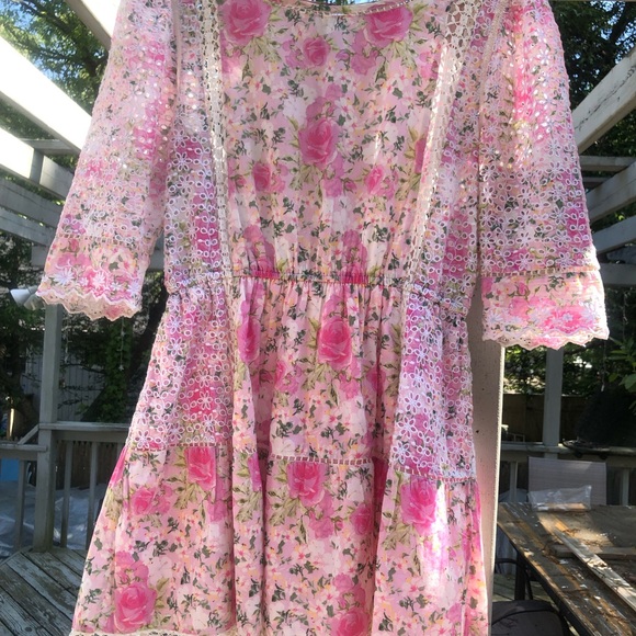 COPY - LOVE SHACK FANCY - Pink Floral Dress Size Large - Picture 10 of 13